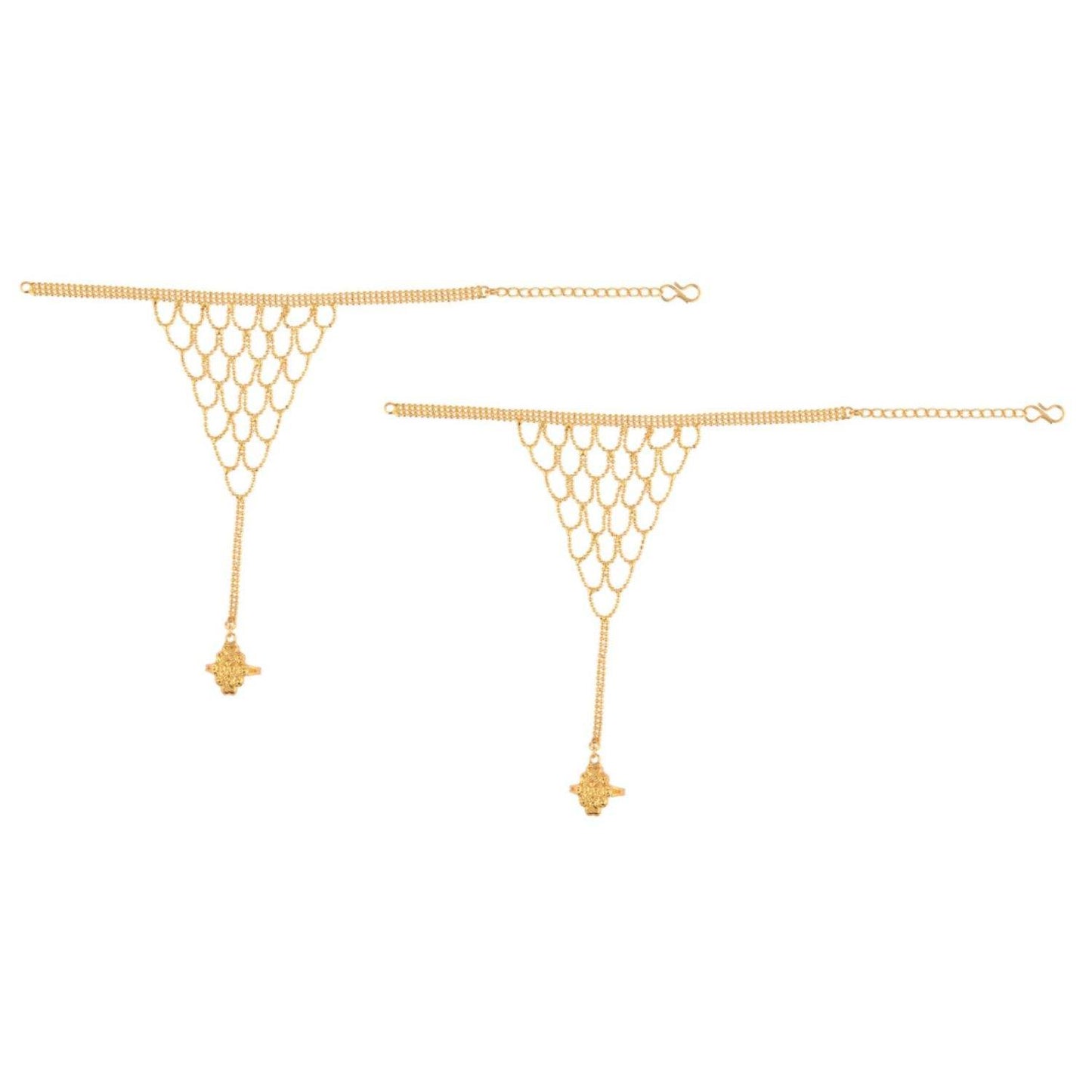 Pearl Embellished Gold Plated Hand Chain Jewelry